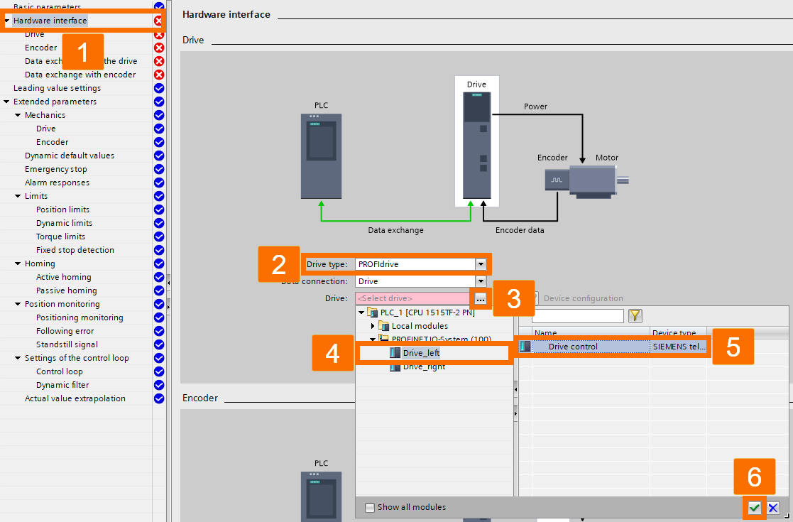 Figure 5.2: Technology objects for Siemens motion control systems - Hardware interface for positioning axis