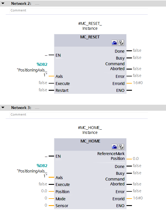 Figure 6.4: Technology objects for Siemens motion control systems - Configuring MC_Reset & MC_Home instructions