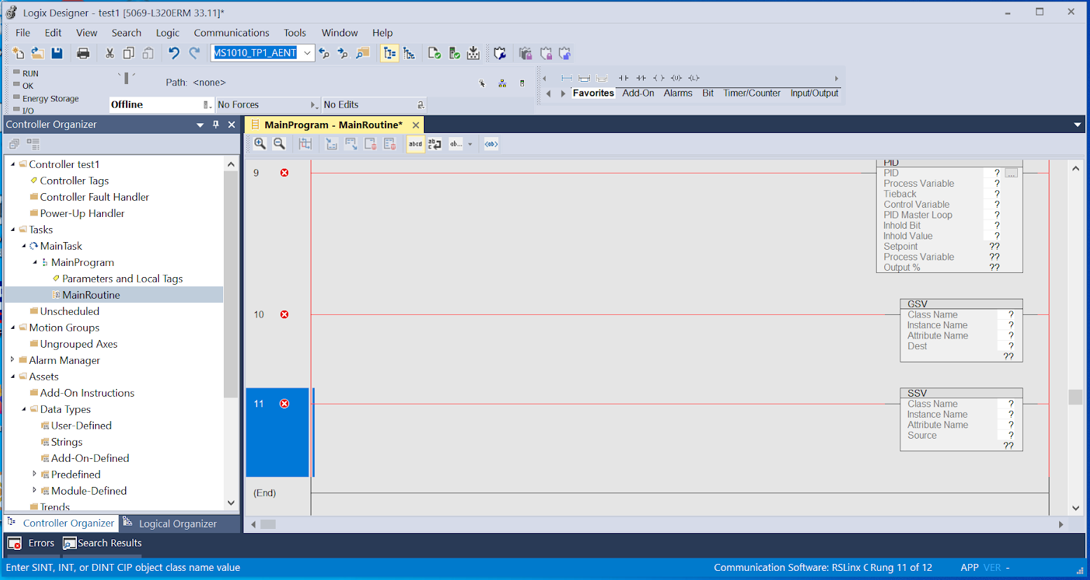 Figure 1 - How to Use the GSV and SSV Instructions in Studio 5000 and RSLogix 5000 | Example of Implementing the Instruction in Studio 5000 v33