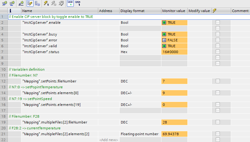 Figure 4.4: PLC and SCADA communication - Reading tags from the PLC by SCADA