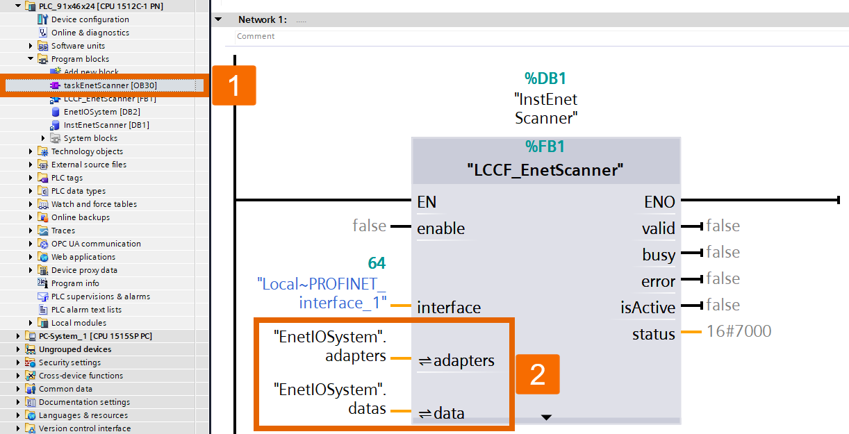 Figure 3.24: Ethernet/IP and Siemens PLC connectivity - Configuring the ‘Ethernet IP Scanner’ function block