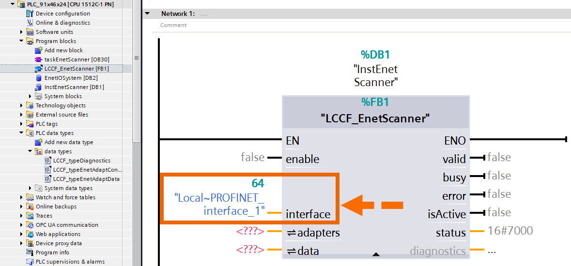 Figure 3.6: Ethernet/IP and Siemens PLC connectivity - Interface selection and assignment