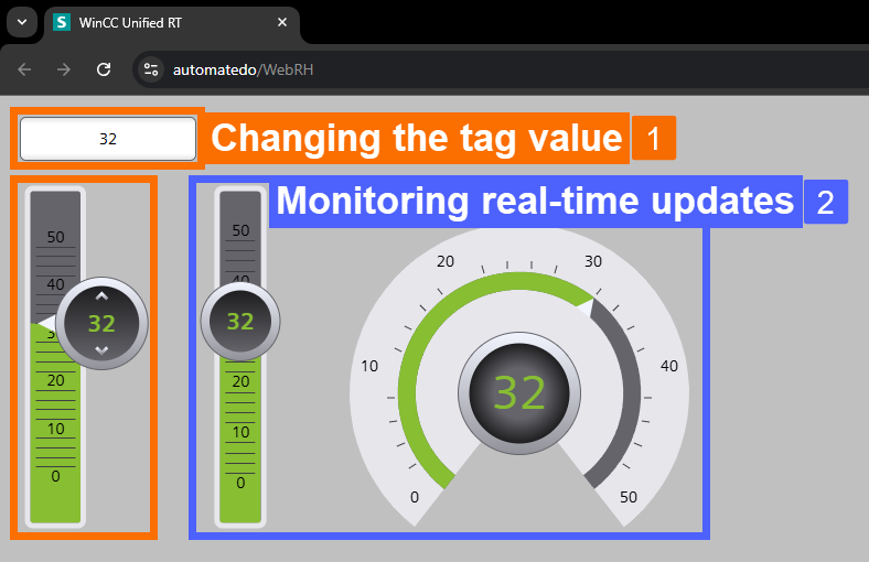 Figure 10.3: Introduction to WinCC Unified - Monitoring and controlling the internal tag value