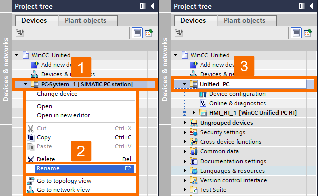 Figure 4.1: Introduction to WinCC Unified - Renaming the Unified PC