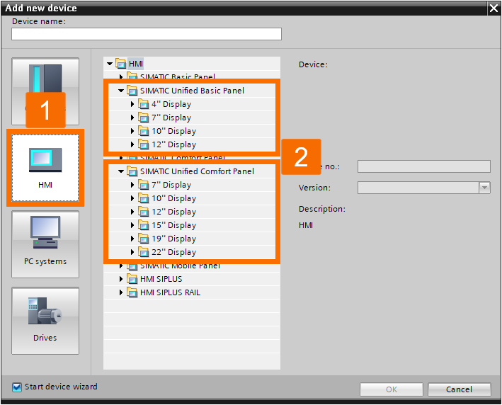 Figure 3.2: Introduction to WinCC Unified - Unified HMI hardware selection