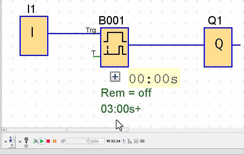 Figure 2.3: Siemens LOGO timers - Trigger drop resets on-delay timer