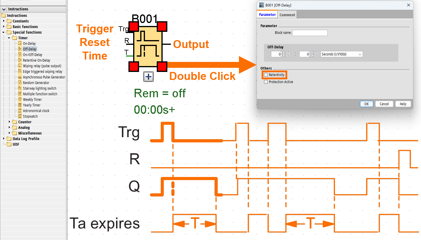 Figure 3.1: Siemens LOGO timers - Off-Delay timer description 