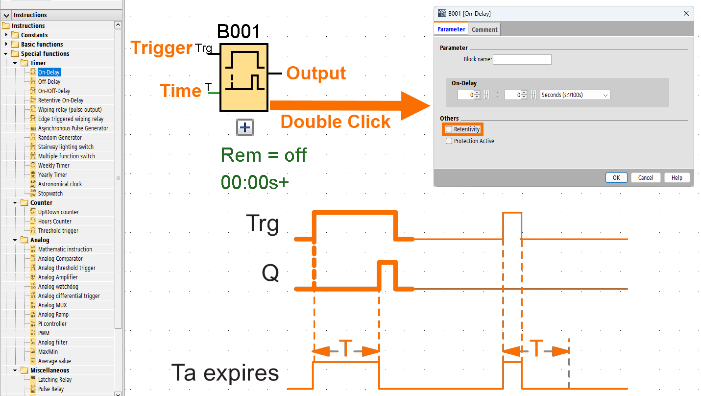 Figure 2.1: Siemens LOGO timers - On-Delay timer description