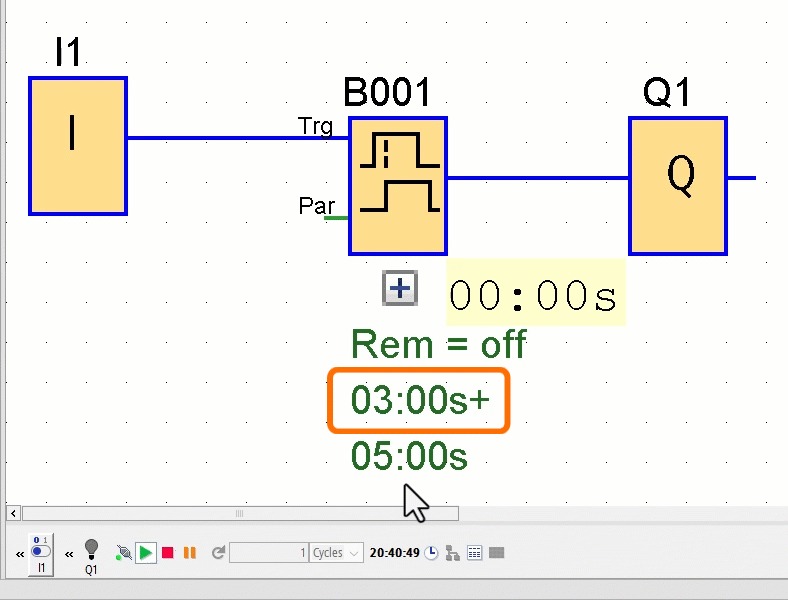 Figure 4.2: Siemens LOGO timers - Output on after sustained trigger in on-/off-delay timer