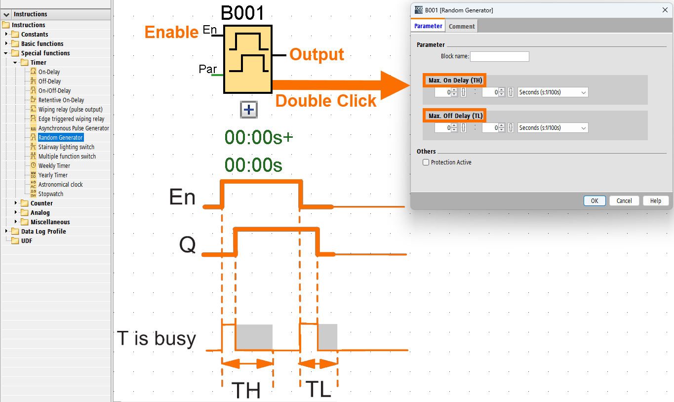 Figure 9.1: Siemens LOGO timers - Random generator timer description