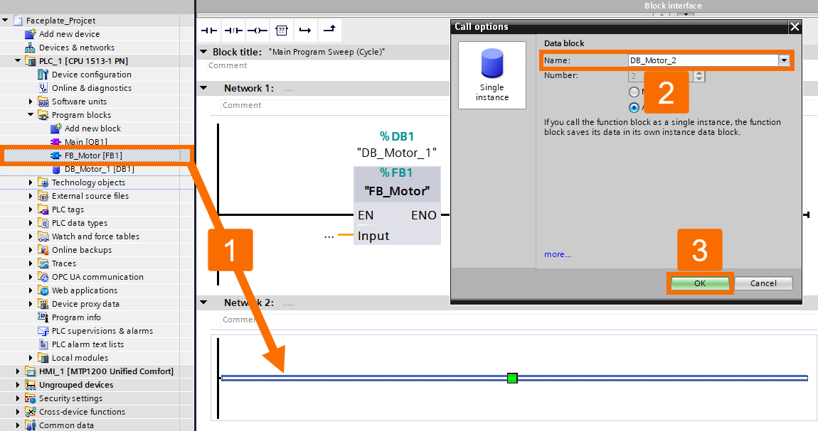 Figure 2.5: Building WinCC Unified Faceplate - Network 2 Implementation