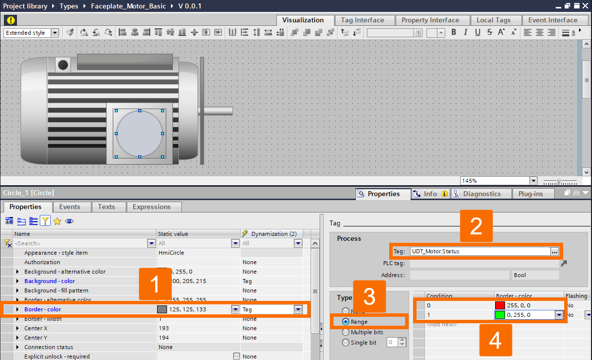 Figure 4.4: Building WinCC Unified Faceplate - Dynamizing the Border Color Property