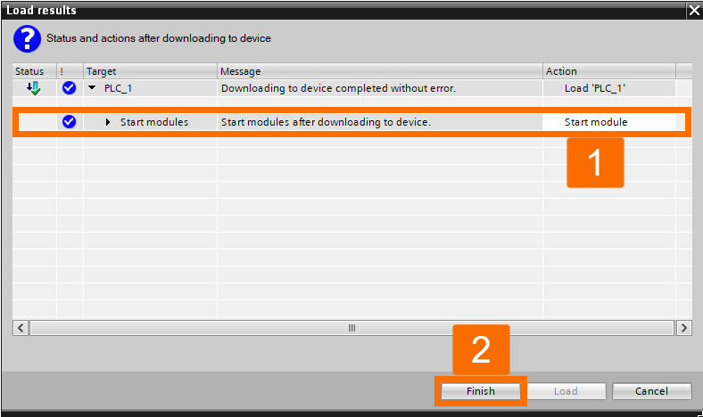 Figure 4.14: Building WinCC Unified Faceplate - Load Results Window Configuration