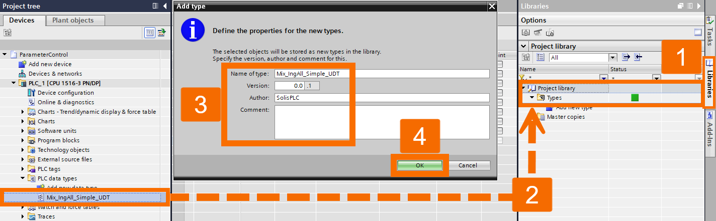 Figure 1.4: WinCC Unified Parameter Control - Publishing the UDT to the library