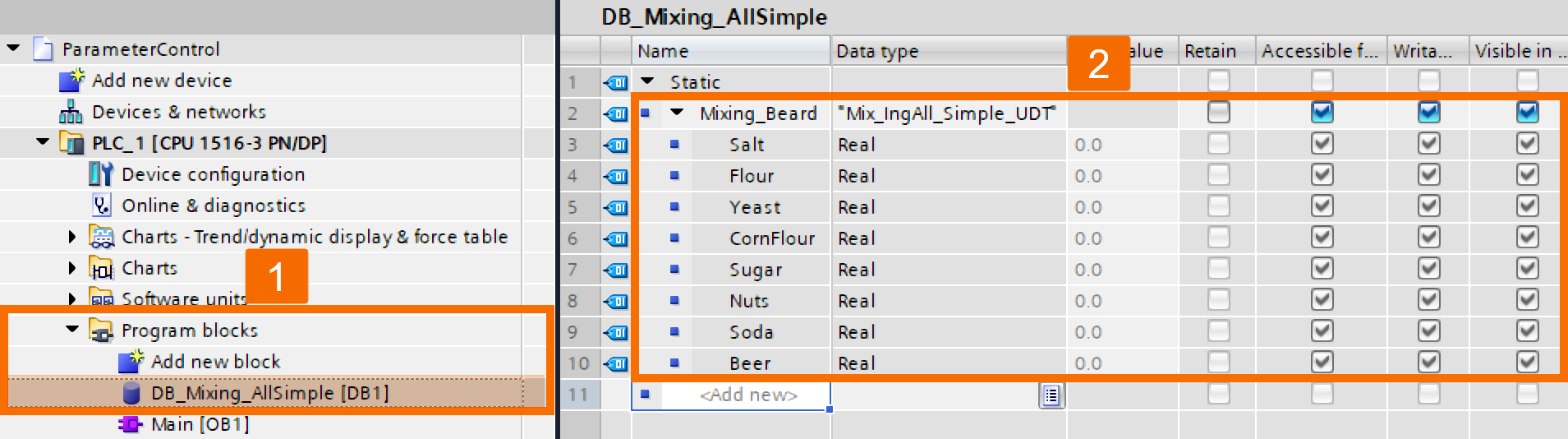 Figure 1.6: WinCC Unified Parameter Control - Adding a static tag