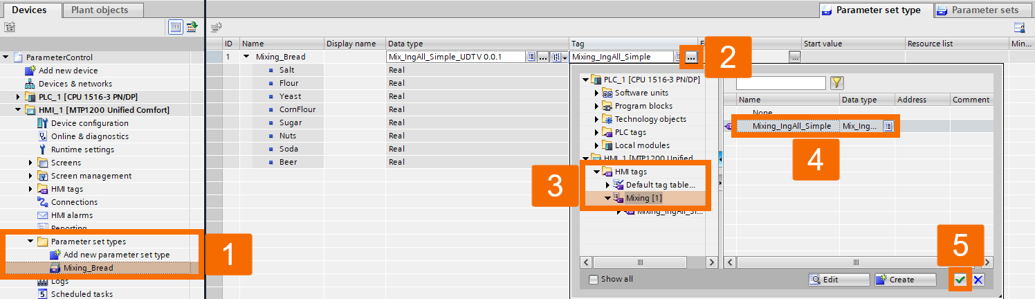 Figure 1.10: WinCC Unified Parameter Control - Selecting the HMI tag