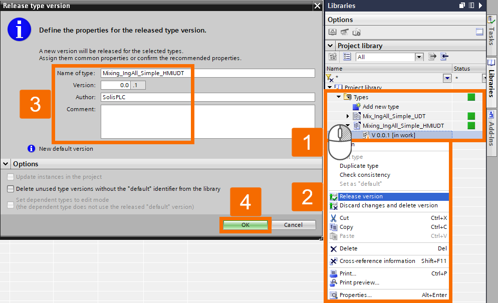 Figure 2.3: WinCC Unified Parameter Control - Releasing the HMI UDT version