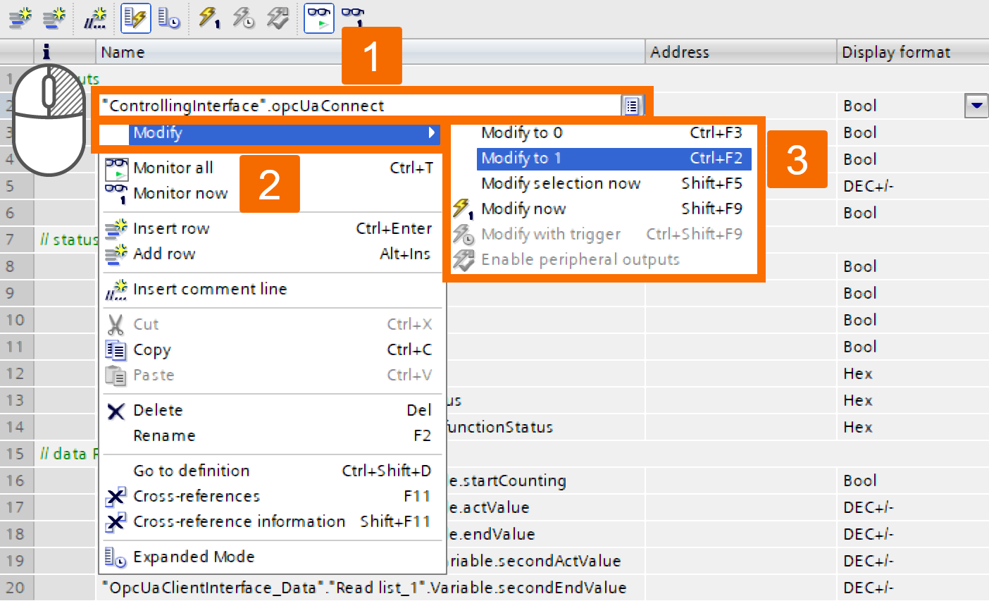 Figure 6.2: OPC UA Client setup on Siemens PLC - Triggering OPC UA client connection