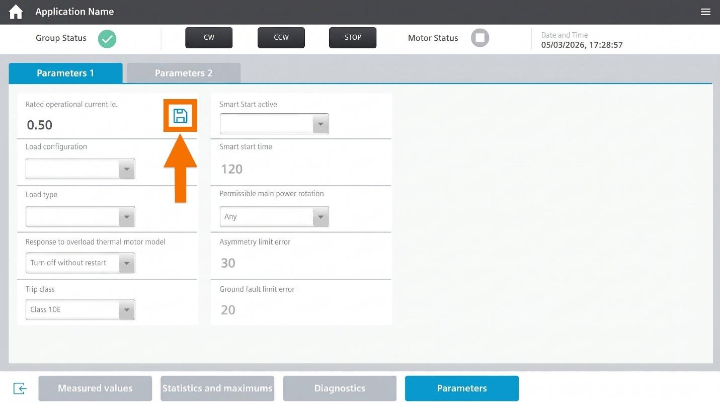 Figure 4.9: Configuring & Monitoring ET 200SP Motor Starter - Saving new value