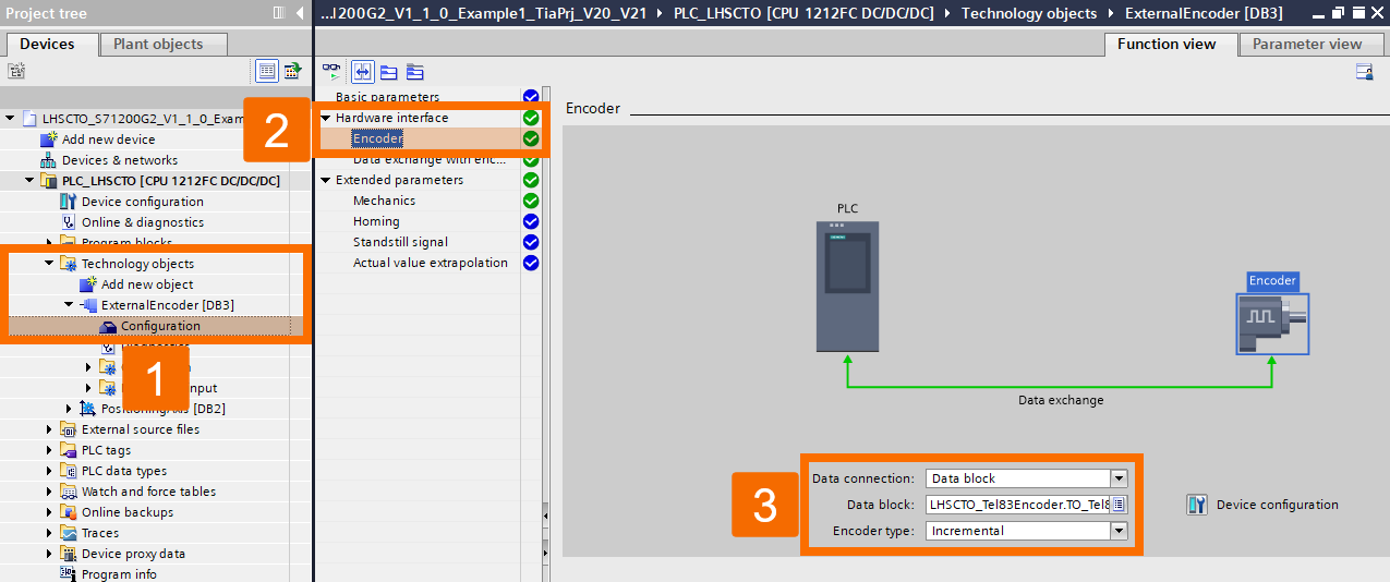 Figure 4.1: Encoder setup guide to S7-1200 G2 HSC - Encoder hardware interface (ExternalEncoder TO)