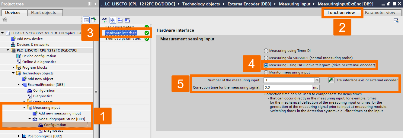 Figure 4.3: Encoder setup guide to S7-1200 G2 HSC - ExternalEncoder TO measuring probe