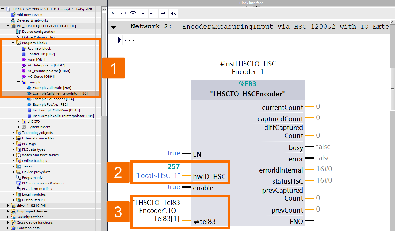 Figure 4.4: Encoder setup guide to S7-1200 G2 HSC - HSC assignment to ExternalEncoder TO