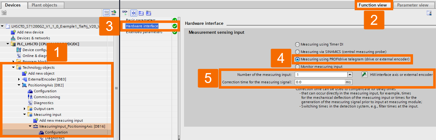 Figure 4.9: Encoder setup guide to S7-1200 G2 HSC - PositioningAxis TO measuring probe