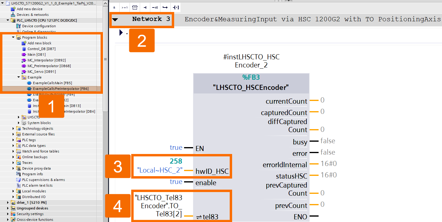 Figure 4.10: Encoder setup guide to S7-1200 G2 HSC - HSC assignment to PositioningAxis TO