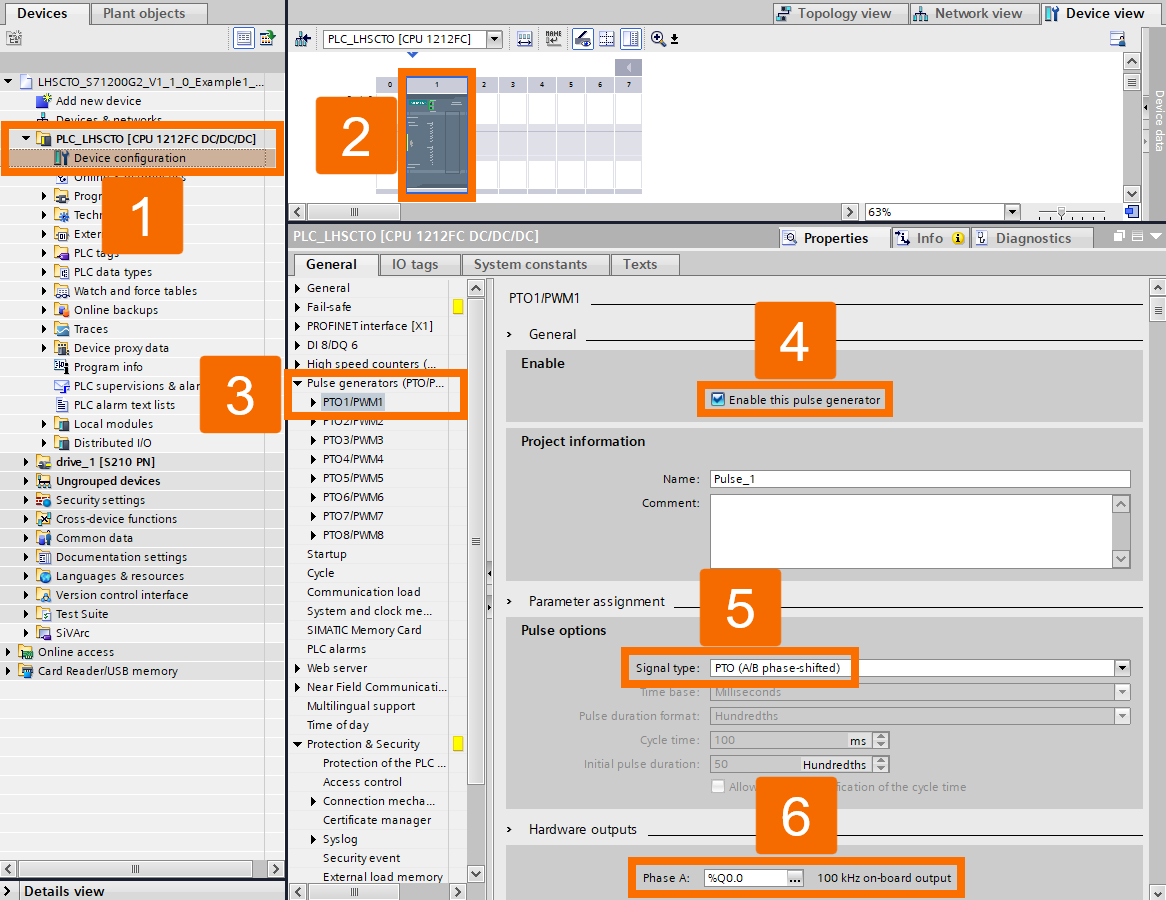 Figure 5.4: Encoder setup guide to S7-1200 G2 HSC - PTO1 hardware configuration (ExternalEncoder TO)