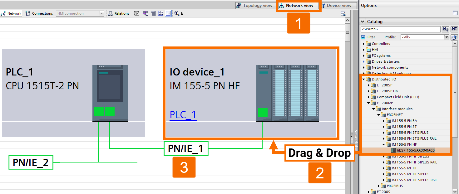 Figure 6.1: BiSS C encoder setup with S7-1500 PLC - Adding ET 200MP interface module