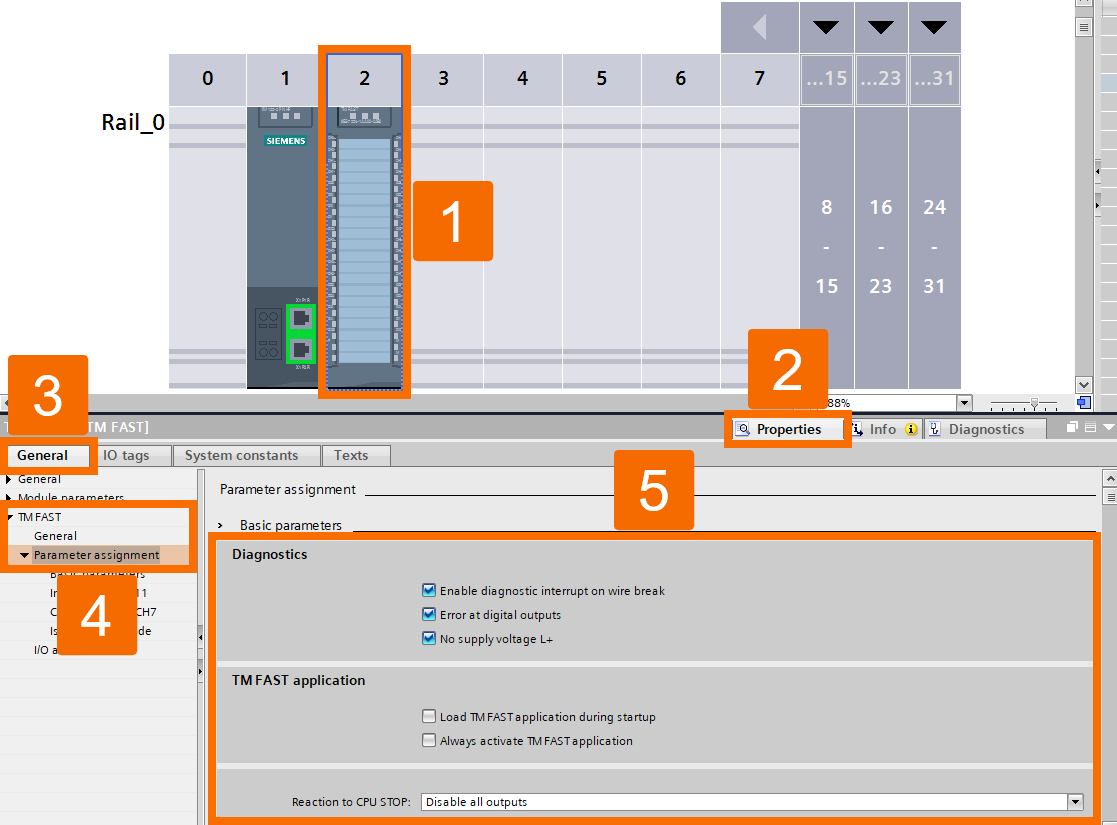 Figure 6.4: BiSS C encoder setup with S7-1500 PLC - Setting technology module startup behavior
