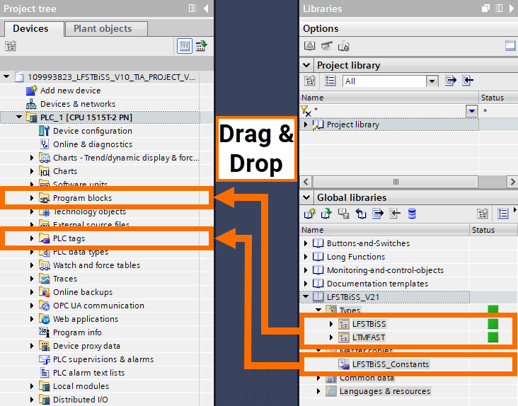 Figure 7.2: BiSS C encoder setup with S7-1500 PLC - Integrating BiSS C encoder library into the PLC