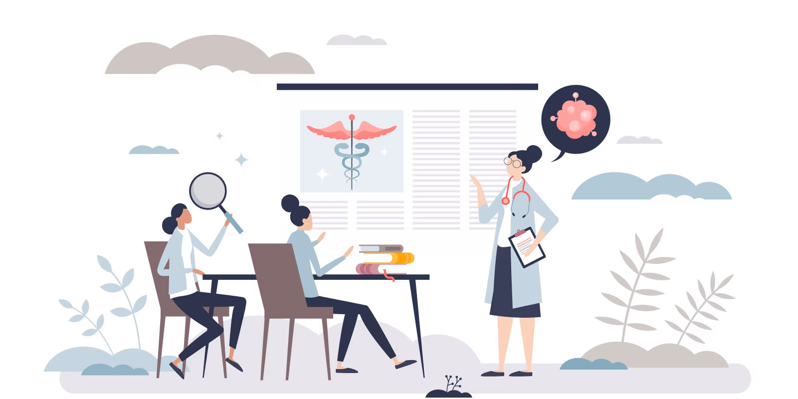 Illustration of a healthcare class.