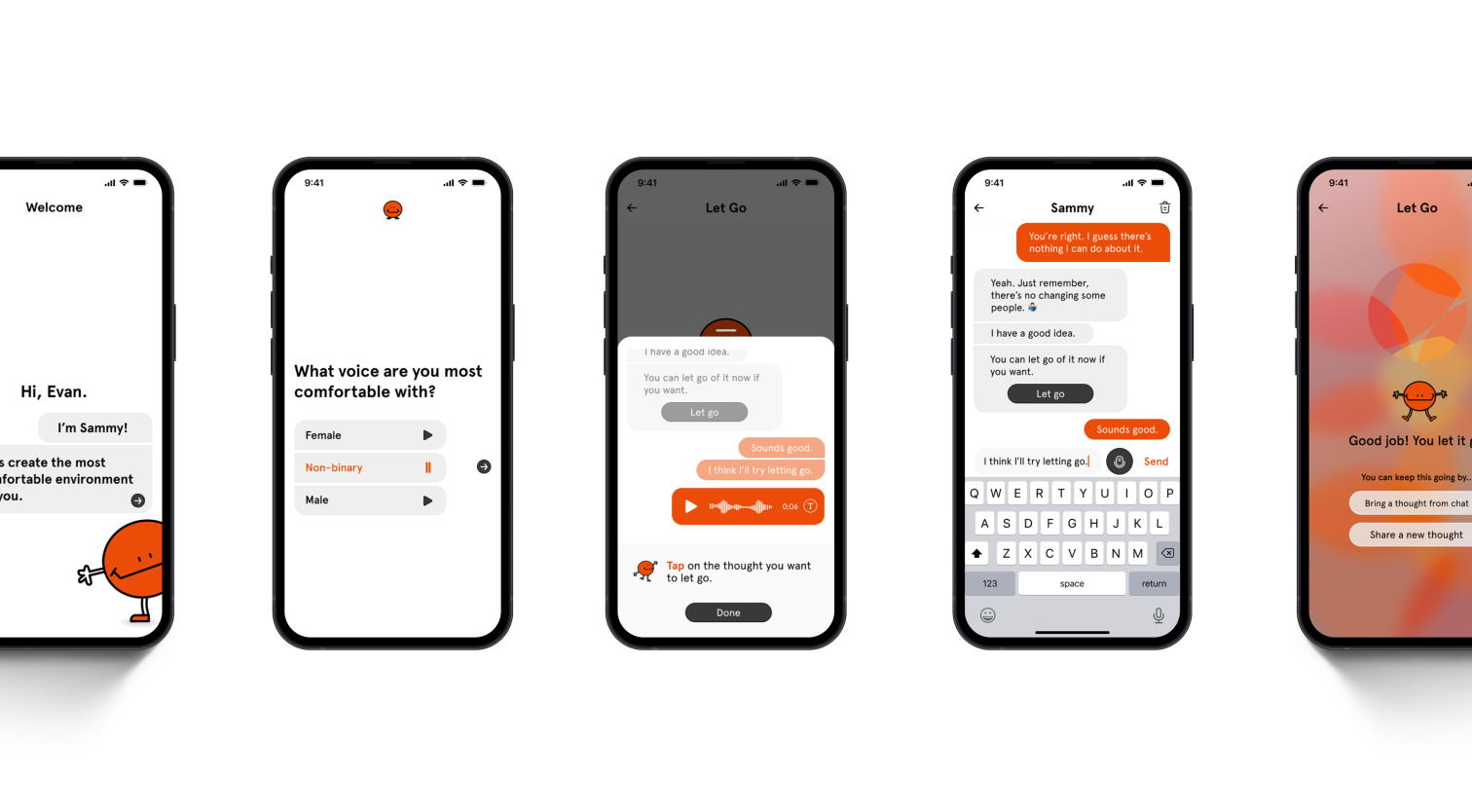 5 screens of Safespace application
