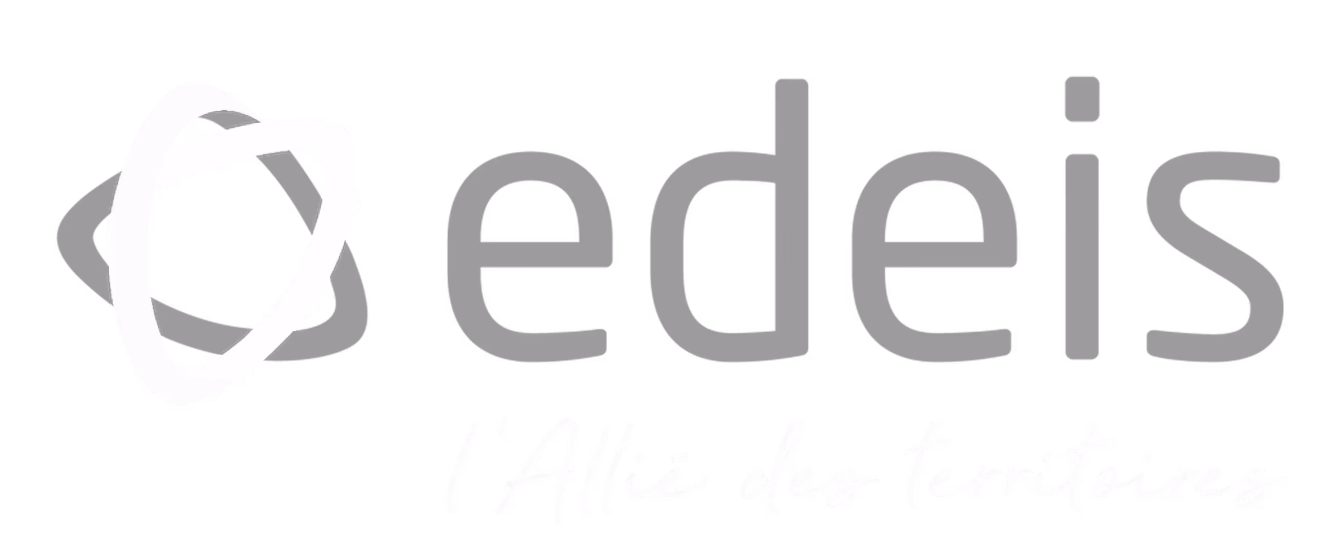Logo Edéis avec un symbole abstrait et le slogan l'Allié des territoires en dessous.