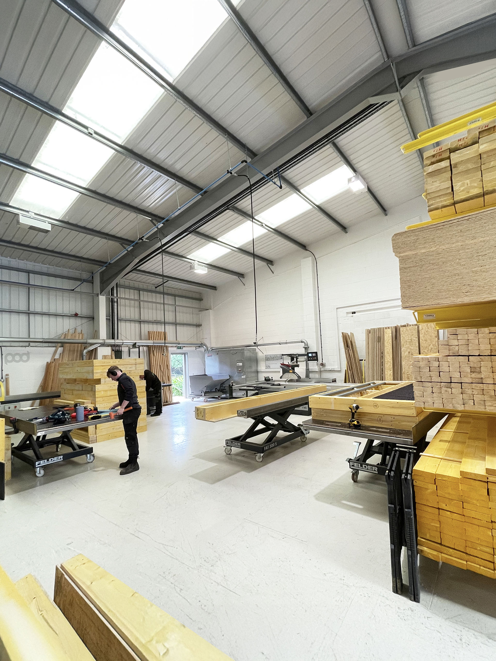 Prefabricated modular building under construction in factory