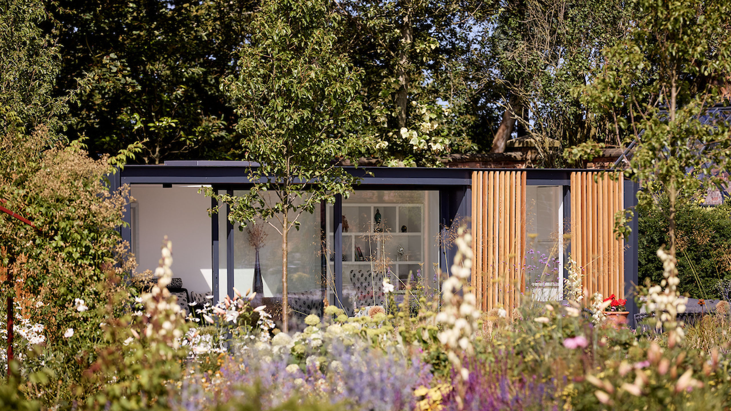 Pod Space Garden Pod integrated into landscaped garden design