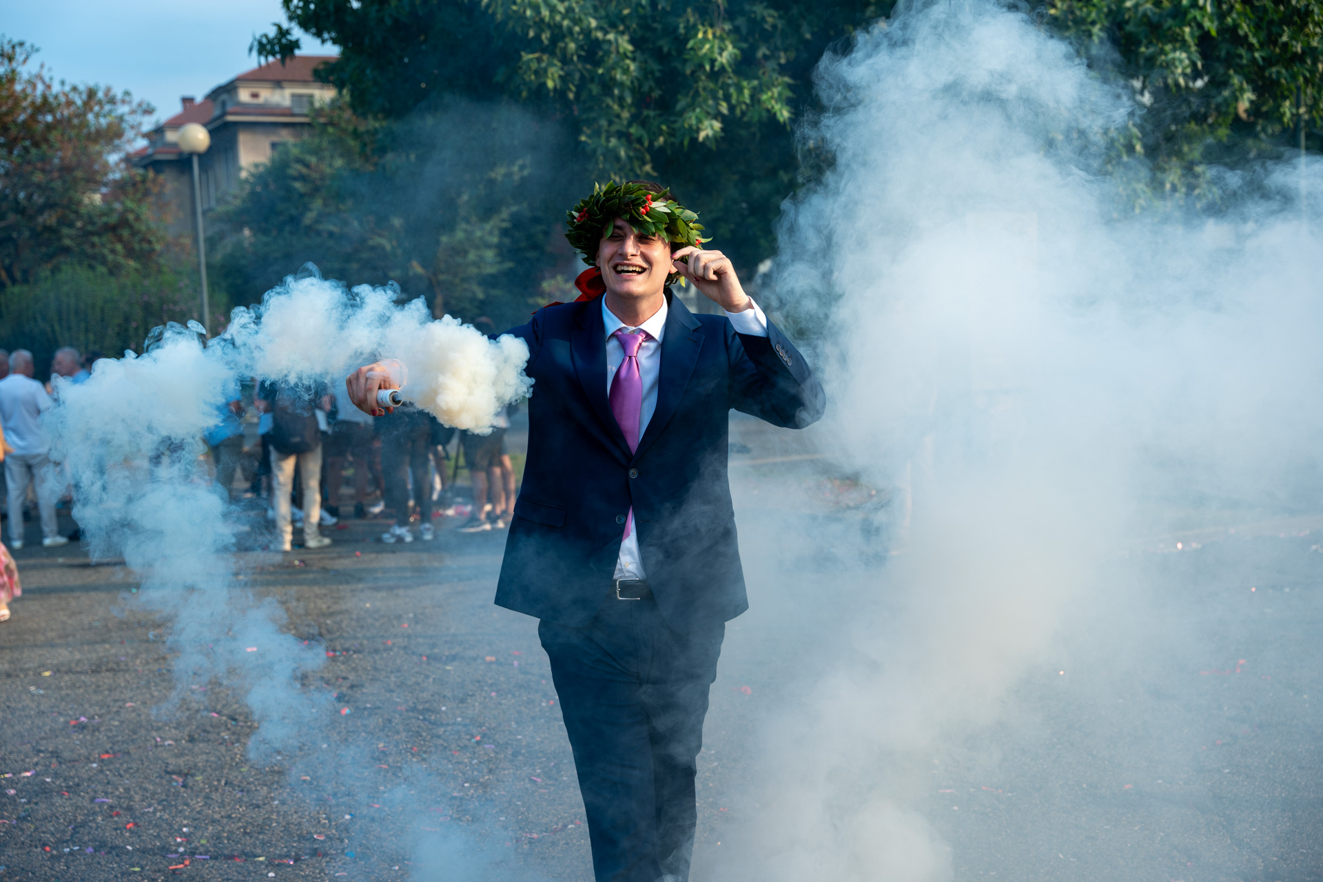 Fotografo per laurea al Politecnico di Torino – Cristiano - esterno fumogeno