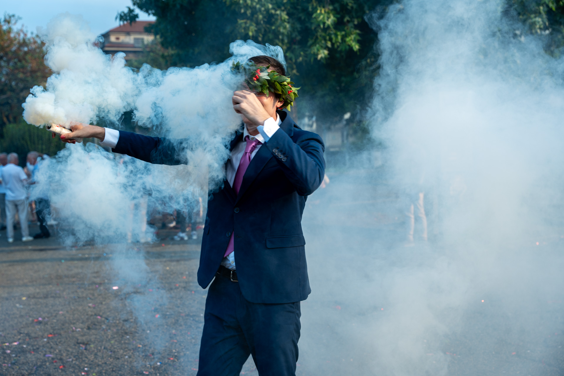 Fotografo per laurea al Politecnico di Torino – Cristiano - festa e fumogeno