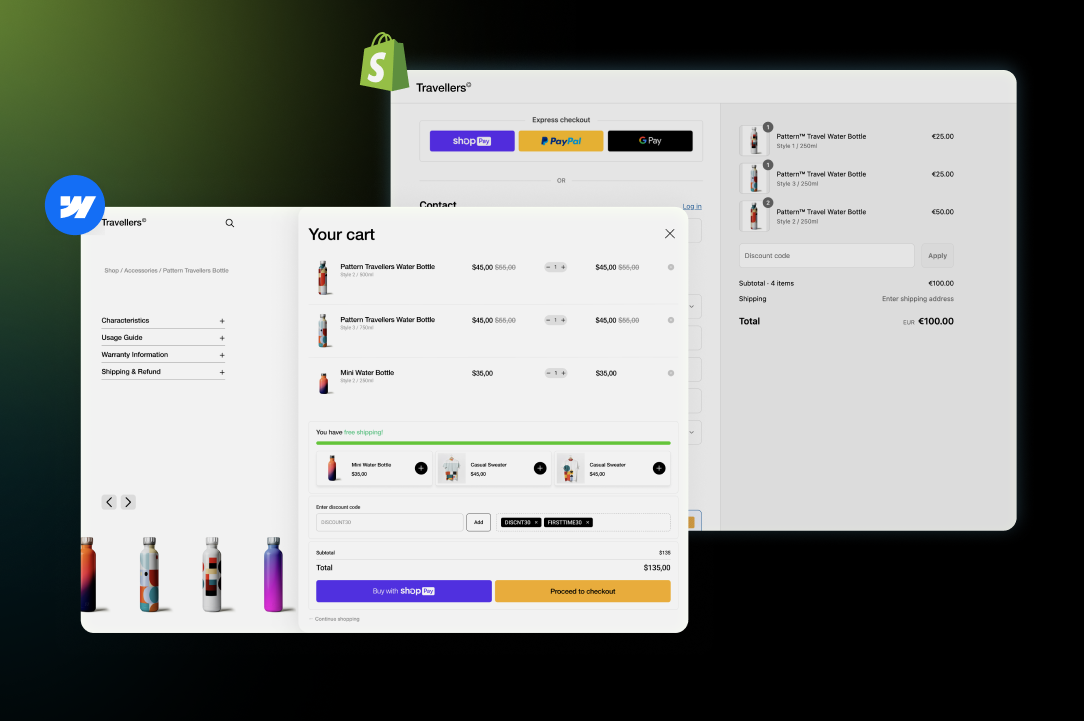 Webflow to Shopify migration checkout