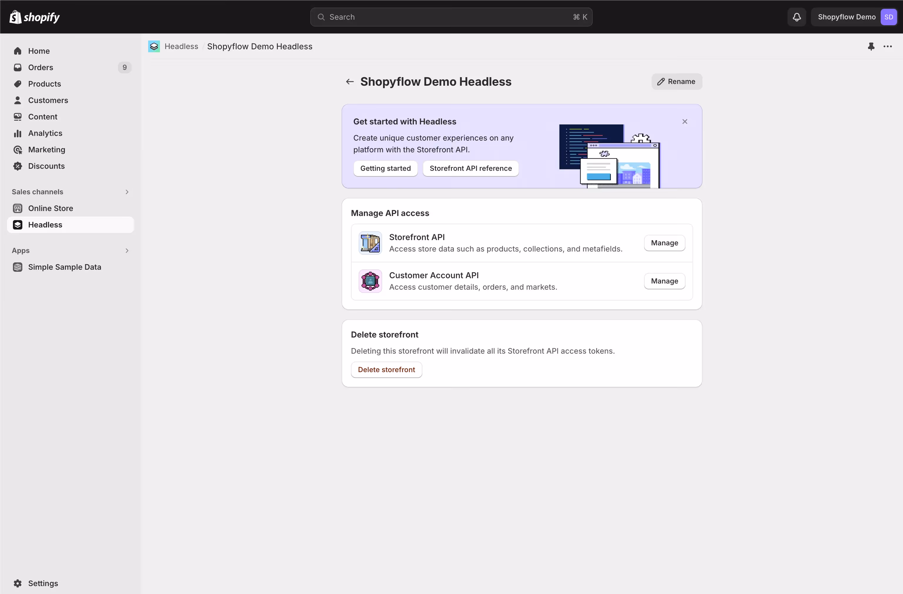 App configuration screen in Shopify