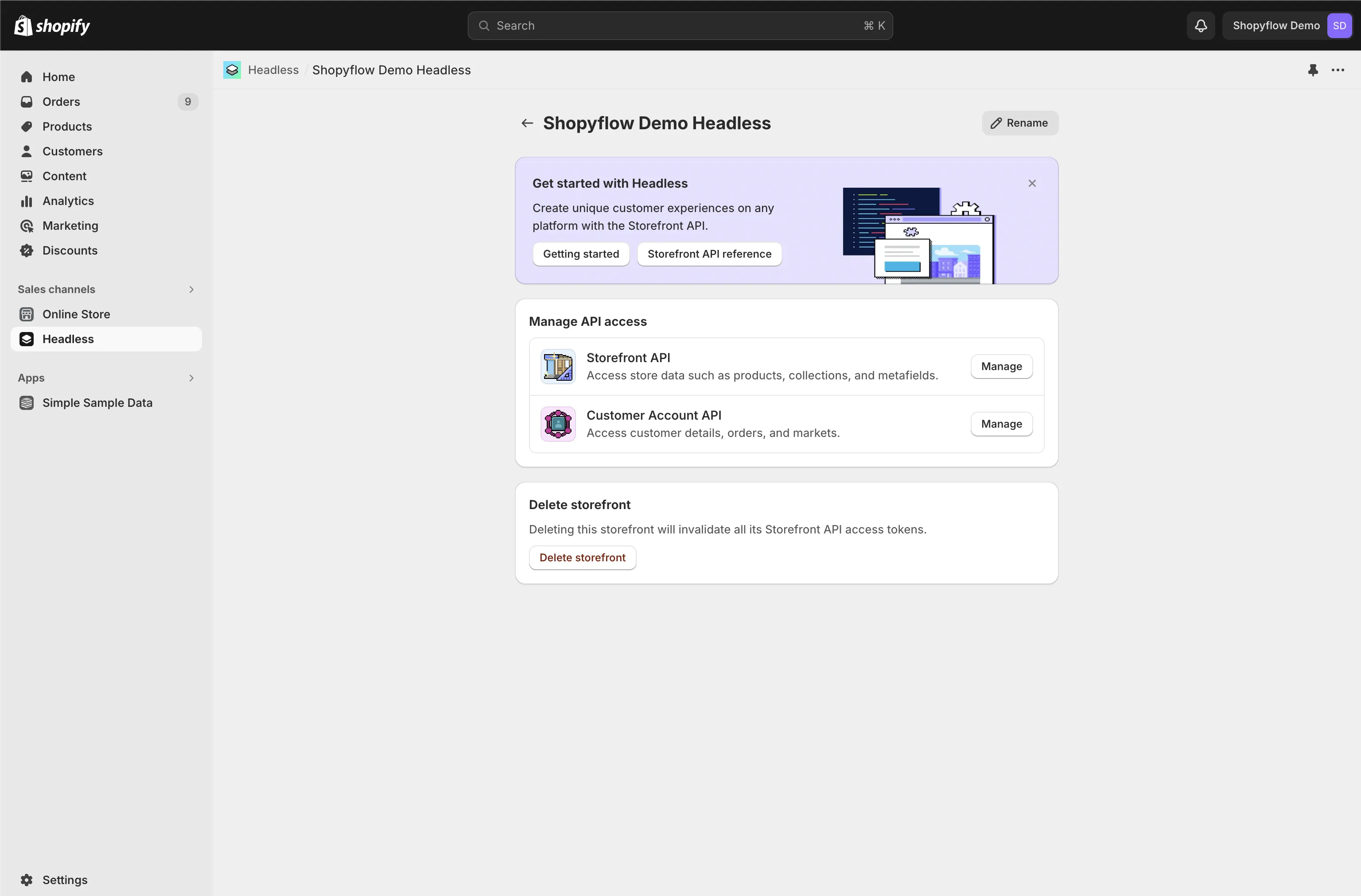 App configuration screen in Shopify