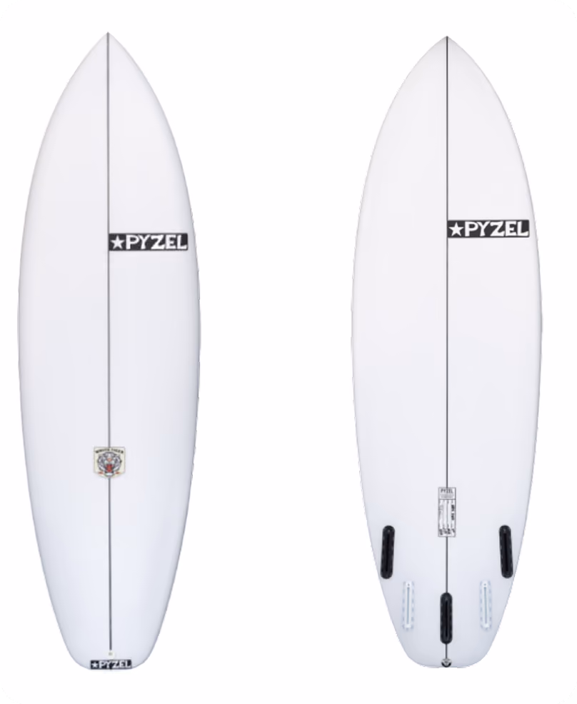 A Pyzel White Tiger surfboard