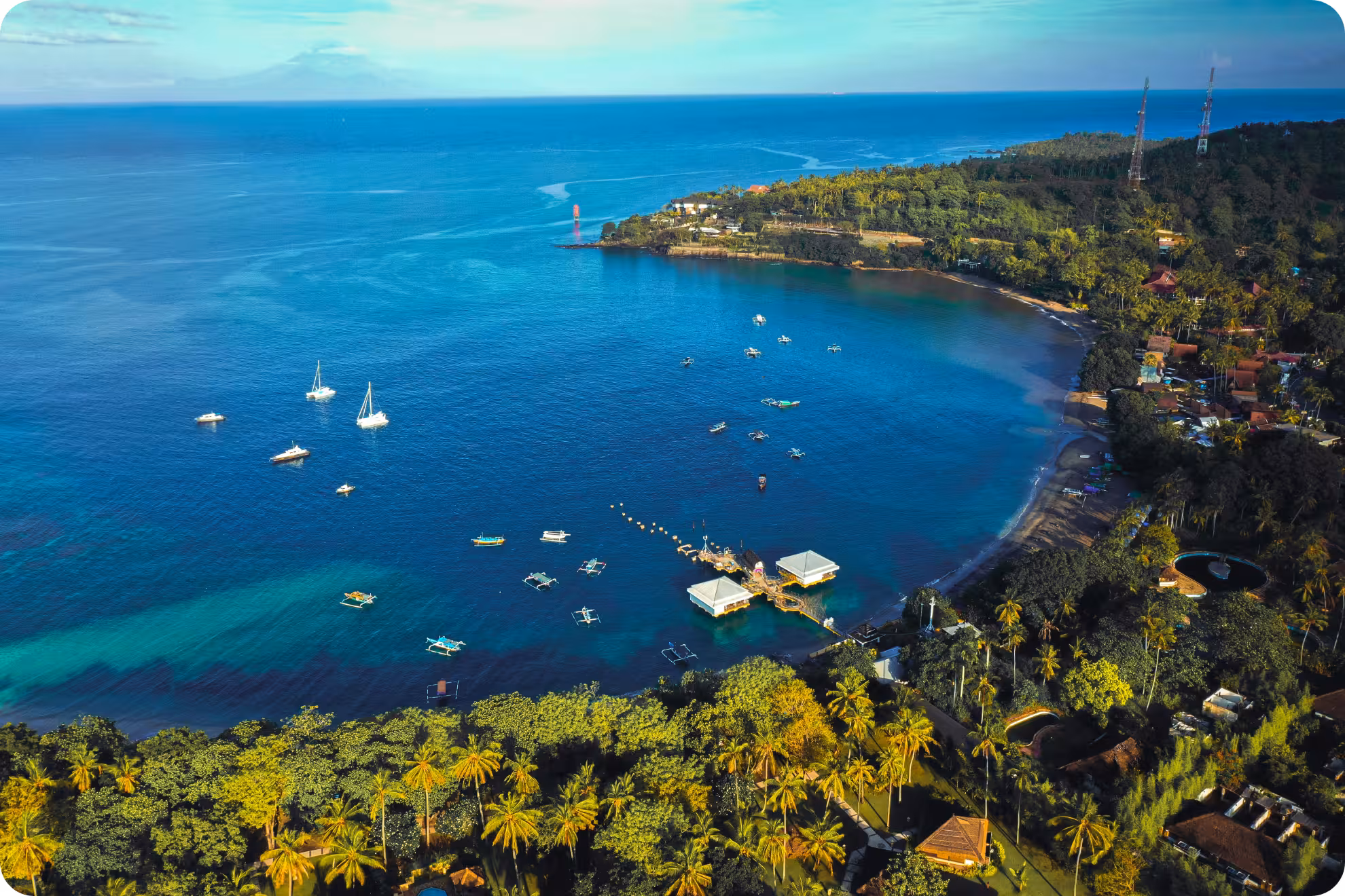 An arial photo of Senggigi Lombok Indonesia