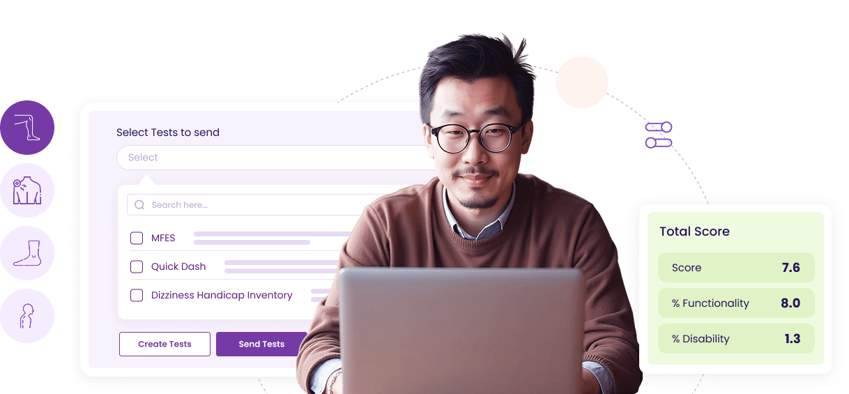 A man is sitting in front of a laptop with a website open.