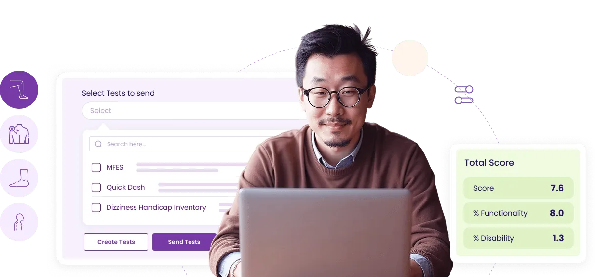 A man is sitting in front of a laptop with a website open.
