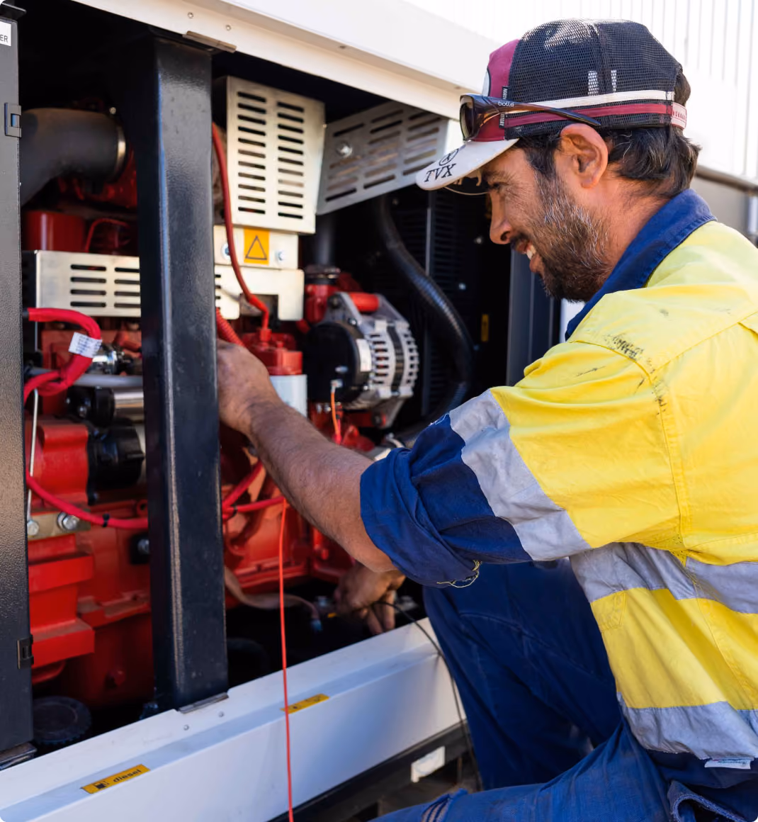 Technician servicing an asset