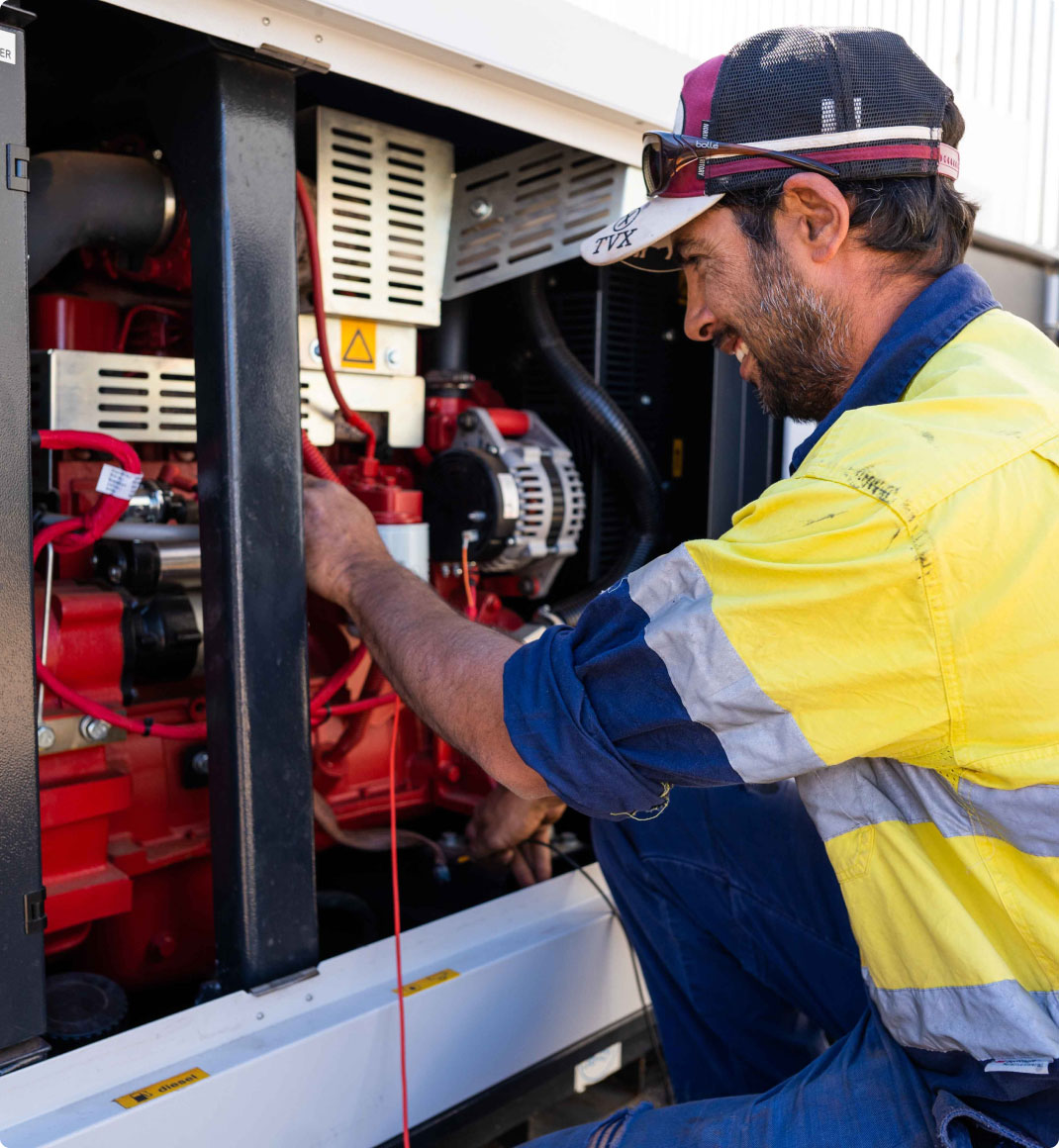 Technician servicing an asset