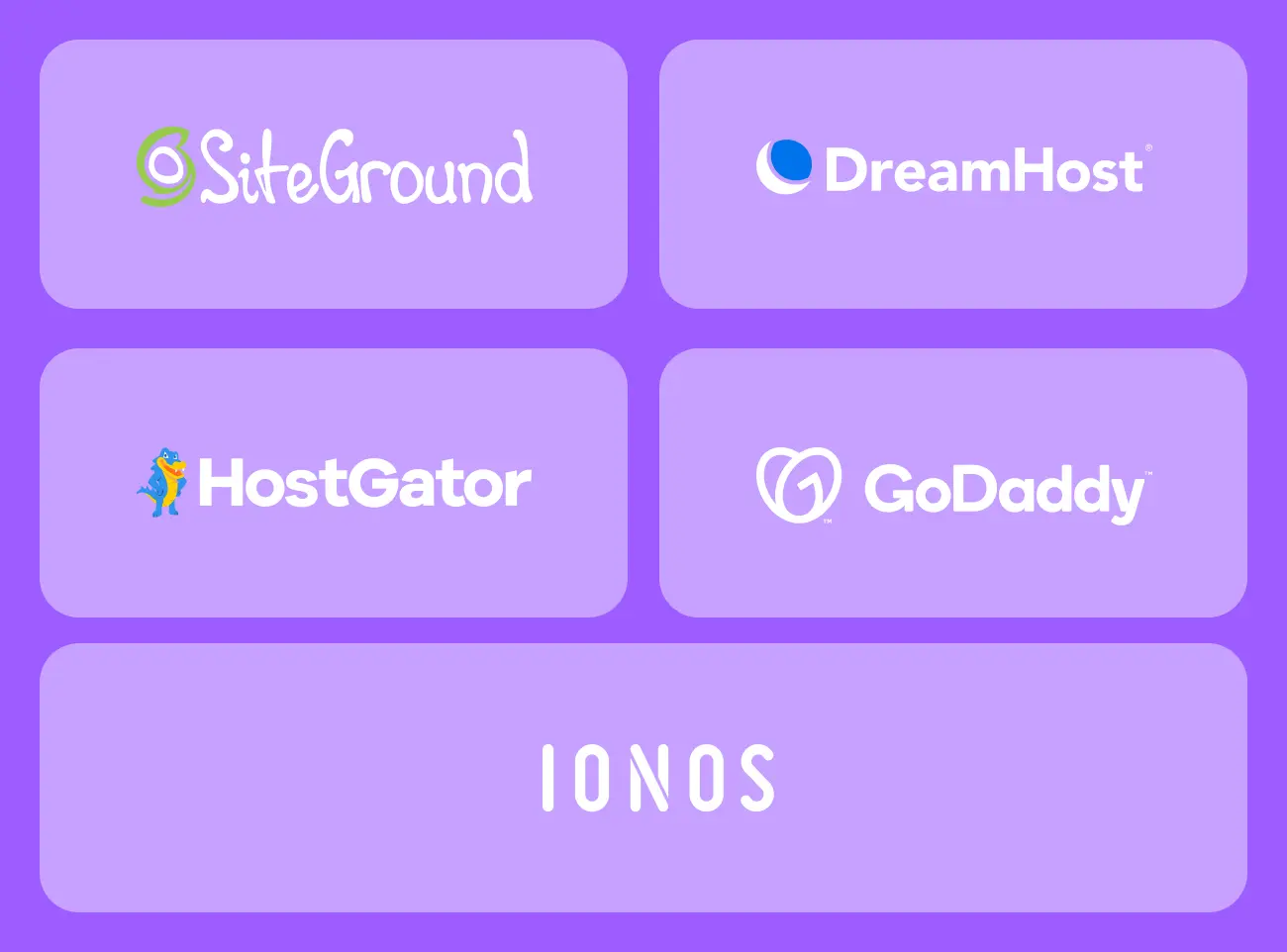 A group of logos on a purple background