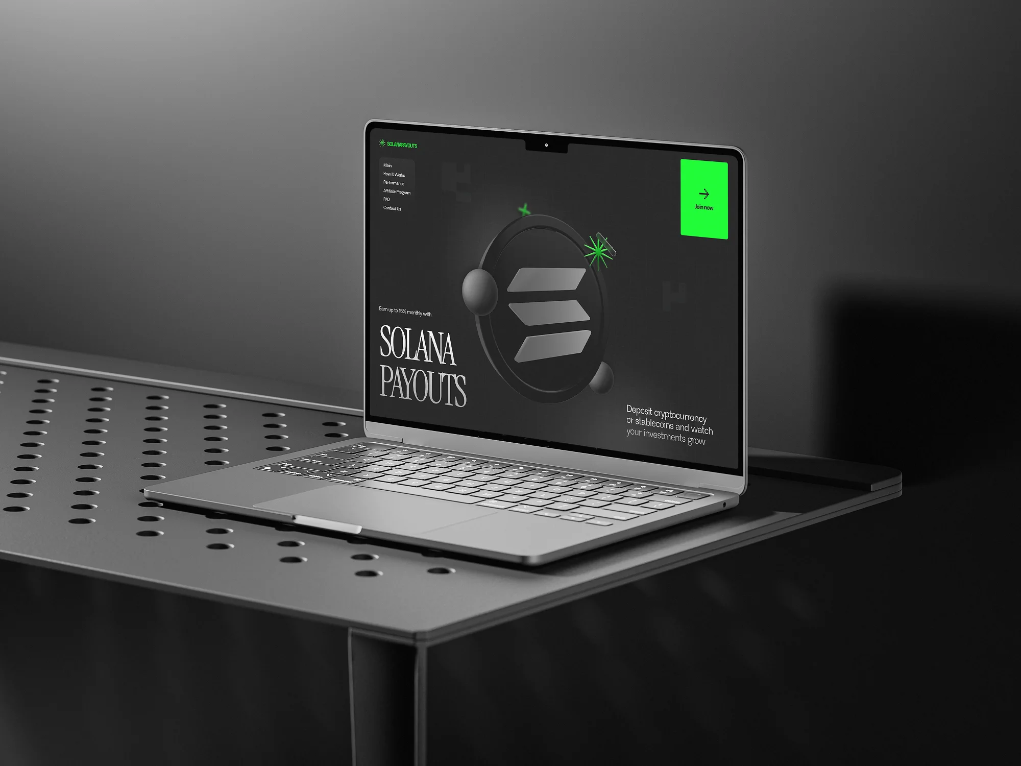 A 3D logo, featuring three stylized horizontal bars within a circular purple outline